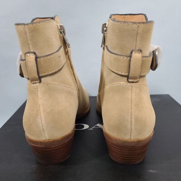 Coach Dylan Oat Suede Block Heel Ankle Boots Womens Size 5.5B NIB MSRP $195 - Picture 7 of 11